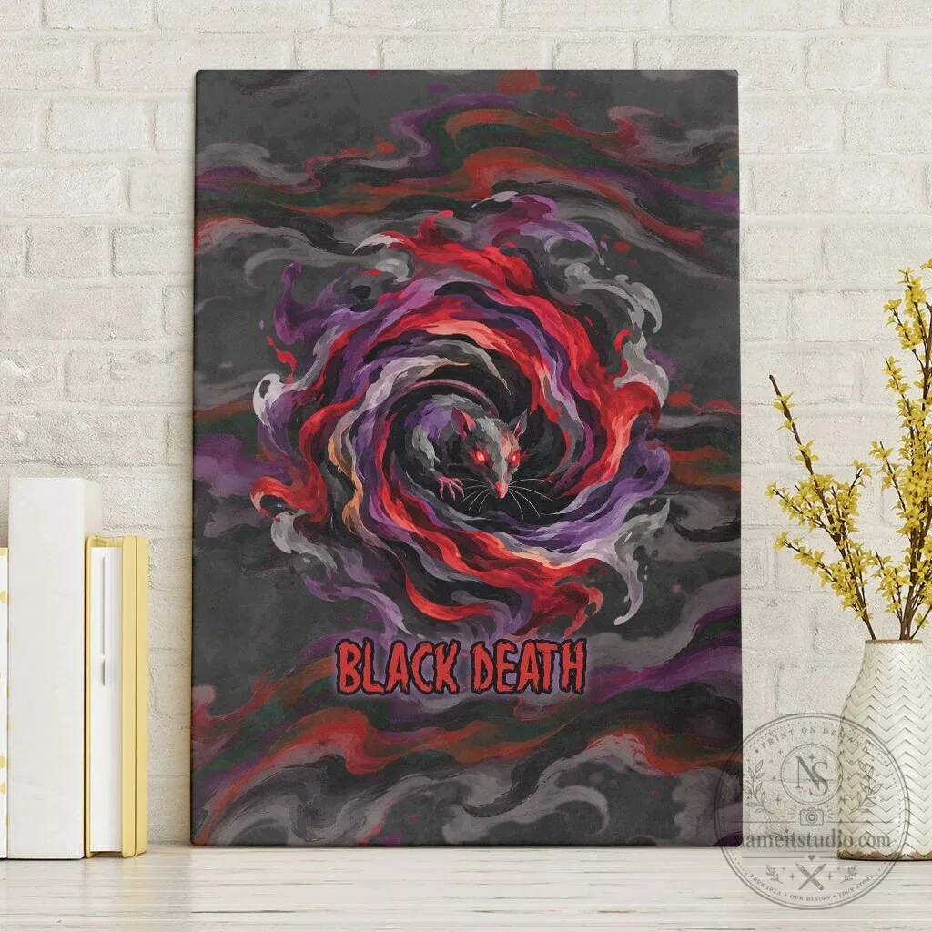 Black Death Plague Rat Swirl Dark Gothic Fantasy Horror Canvas Wall Art