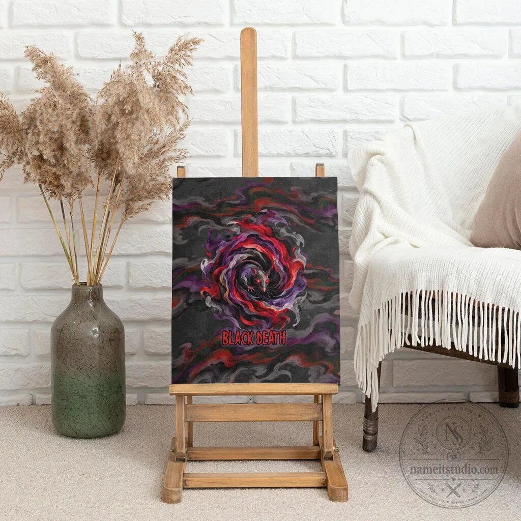 Black Death Plague Rat Swirl Dark Gothic Fantasy Horror Canvas Wall Art 9 Black Death Plague Rat Swirl Dark Gothic Fantasy Horror Canvas Wall Art