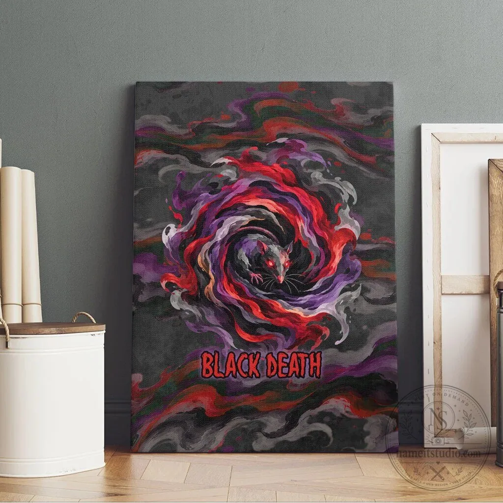 Black Death Plague Rat Swirl Dark Gothic Fantasy Horror Canvas Wall Art 11 Black Death Plague Rat Swirl Dark Gothic Fantasy Horror Canvas Wall Art