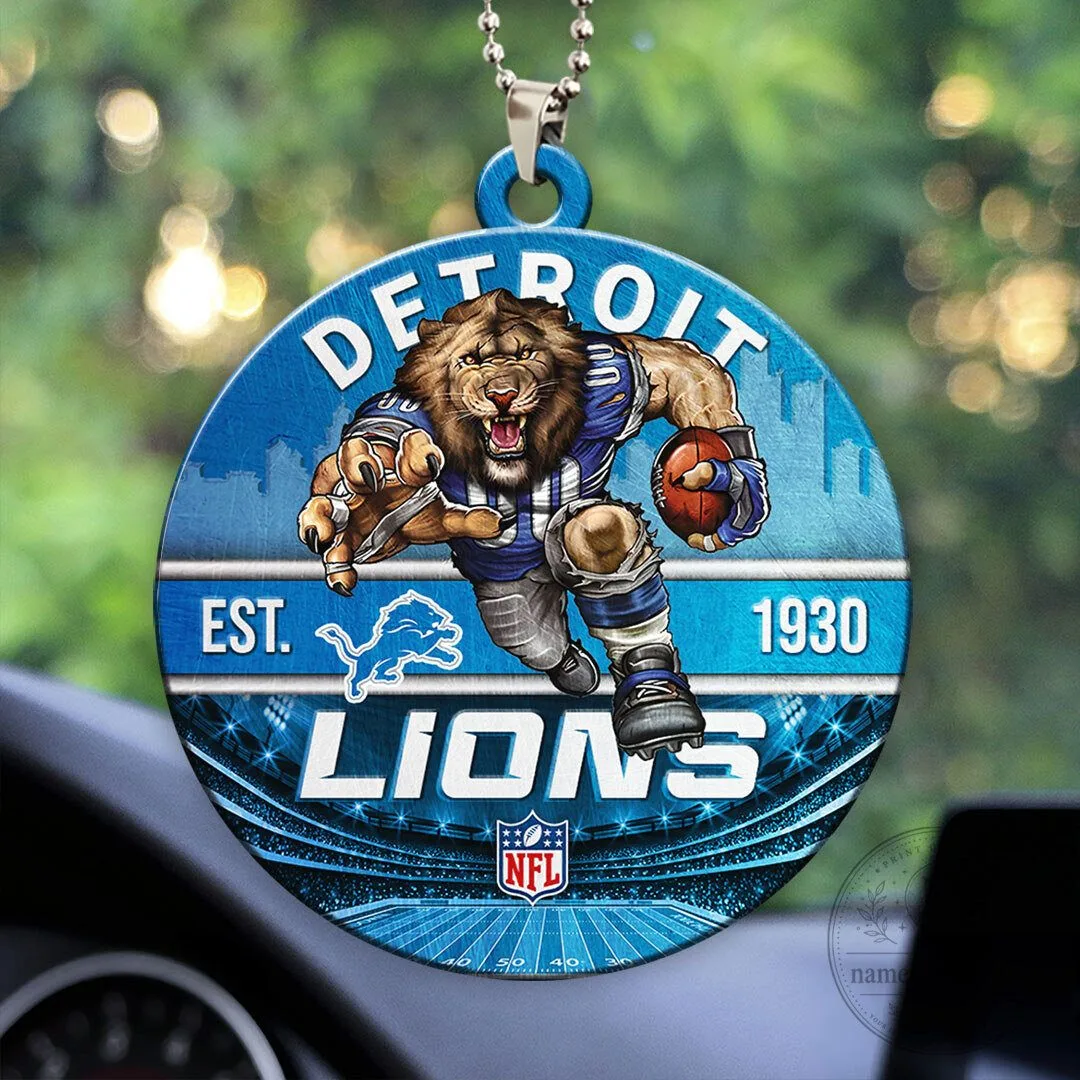 Detroit Lions Football Team Round Car Hanging Ornament