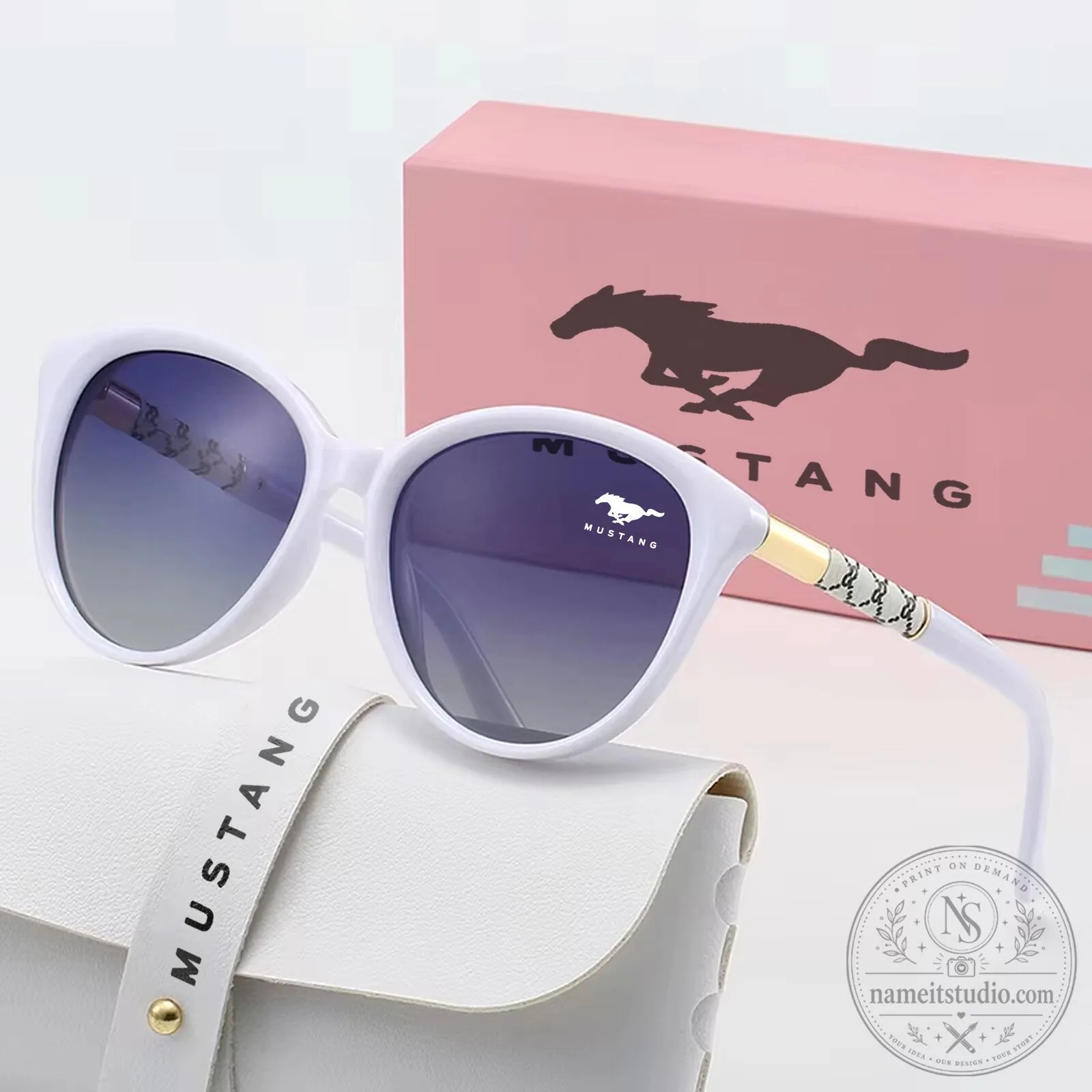 Mustang Cat Eye Round Polarized Sunglasses for Women, Black Frame 11 Mustang Cat Eye Round Polarized Sunglasses for Women, Black Frame