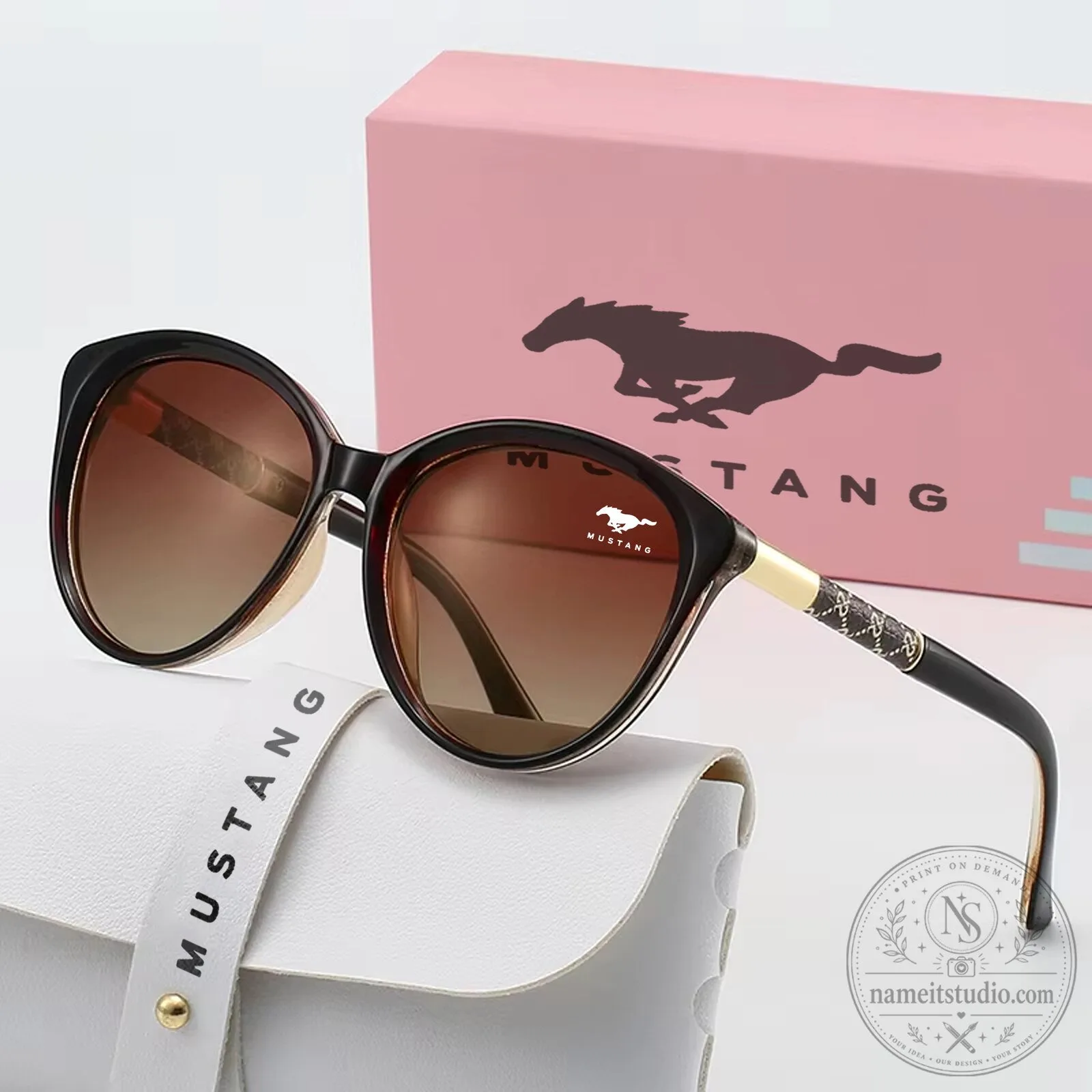 Mustang Cat Eye Round Polarized Sunglasses for Women, Black Frame 12 Mustang Cat Eye Round Polarized Sunglasses for Women, Black Frame