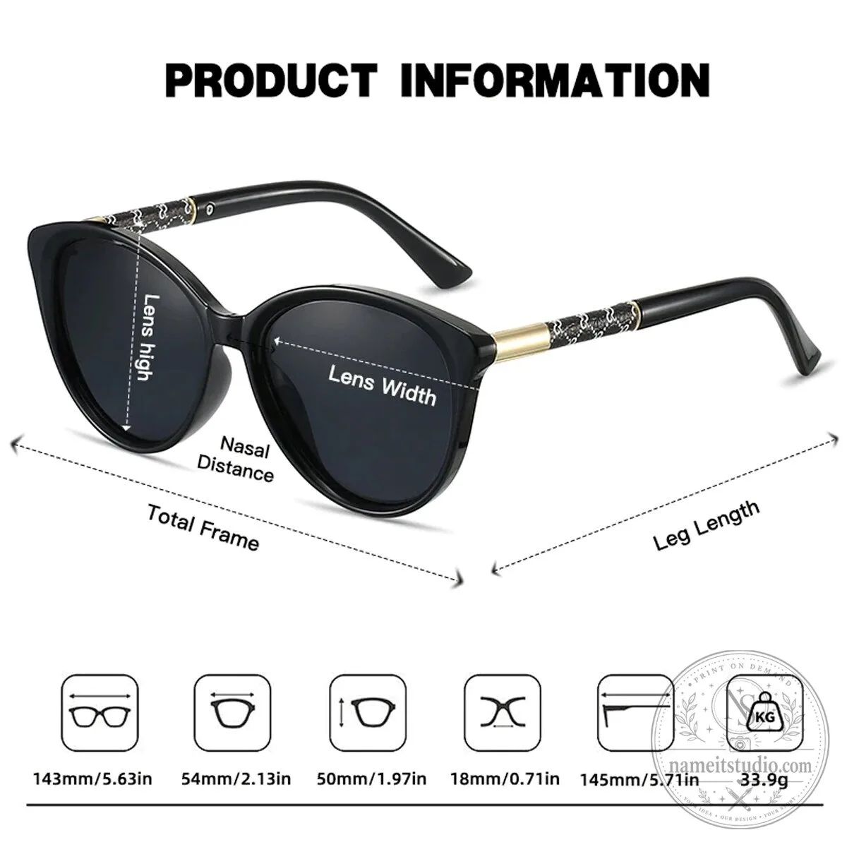 Mustang Cat Eye Round Polarized Sunglasses for Women, Black Frame 15 Mustang Cat Eye Round Polarized Sunglasses for Women, Black Frame
