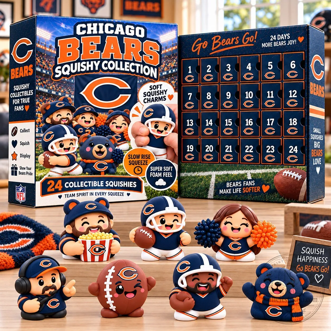 Chicago Bears Squishy Collection Advent Calendar with 24 Collectible Squishies