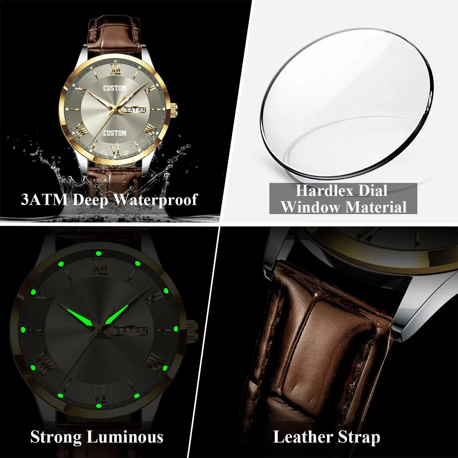 Mercedes-Benz Personalized Elegant Gold Tone Leather Strap Men's Watch 22 Mercedes-Benz Personalized Elegant Gold Tone Leather Strap Men