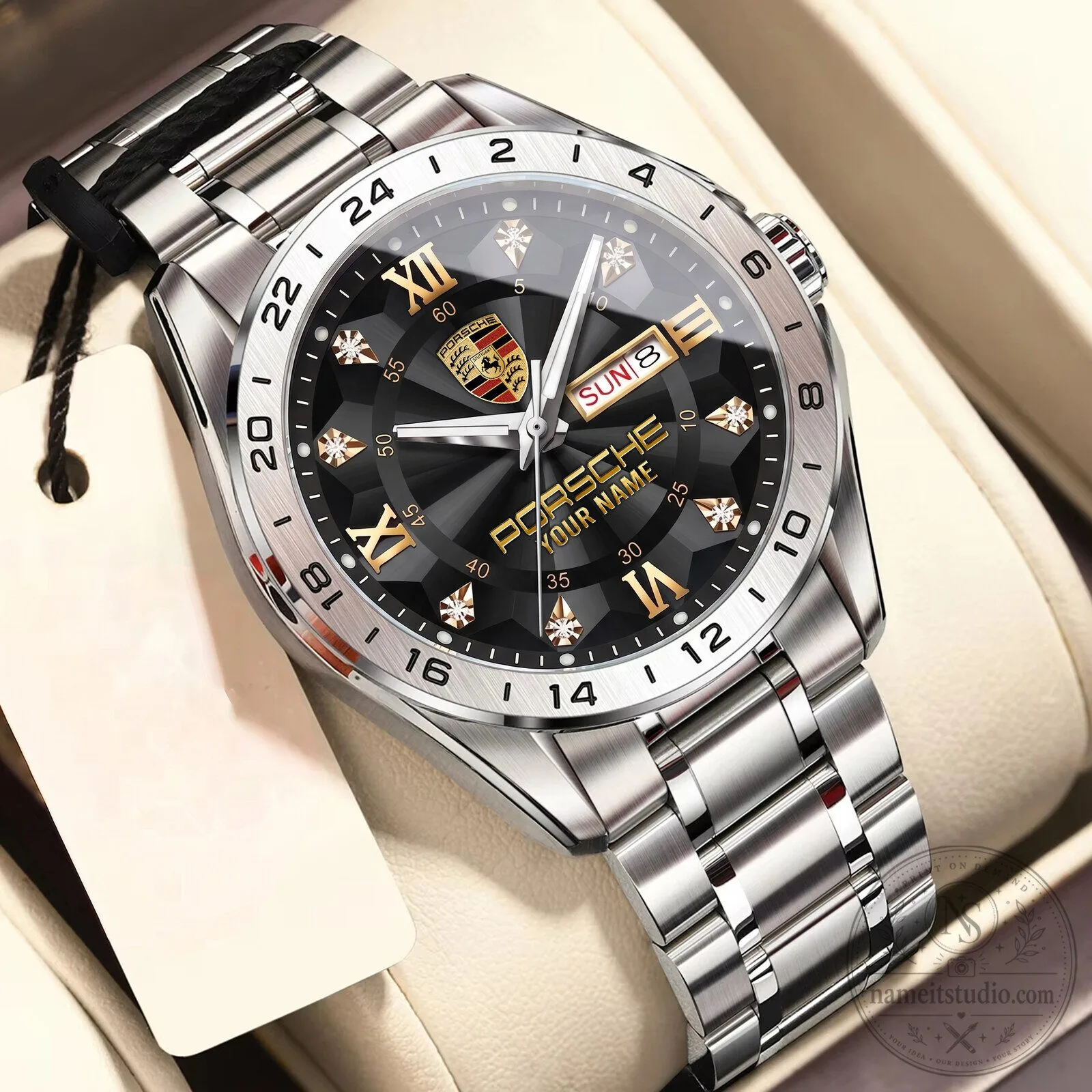Porsche Custom Name Blue Dial Stainless Steel Luxury Watch for Men 6 Porsche Custom Name Blue Dial Stainless Steel Luxury Watch for Men