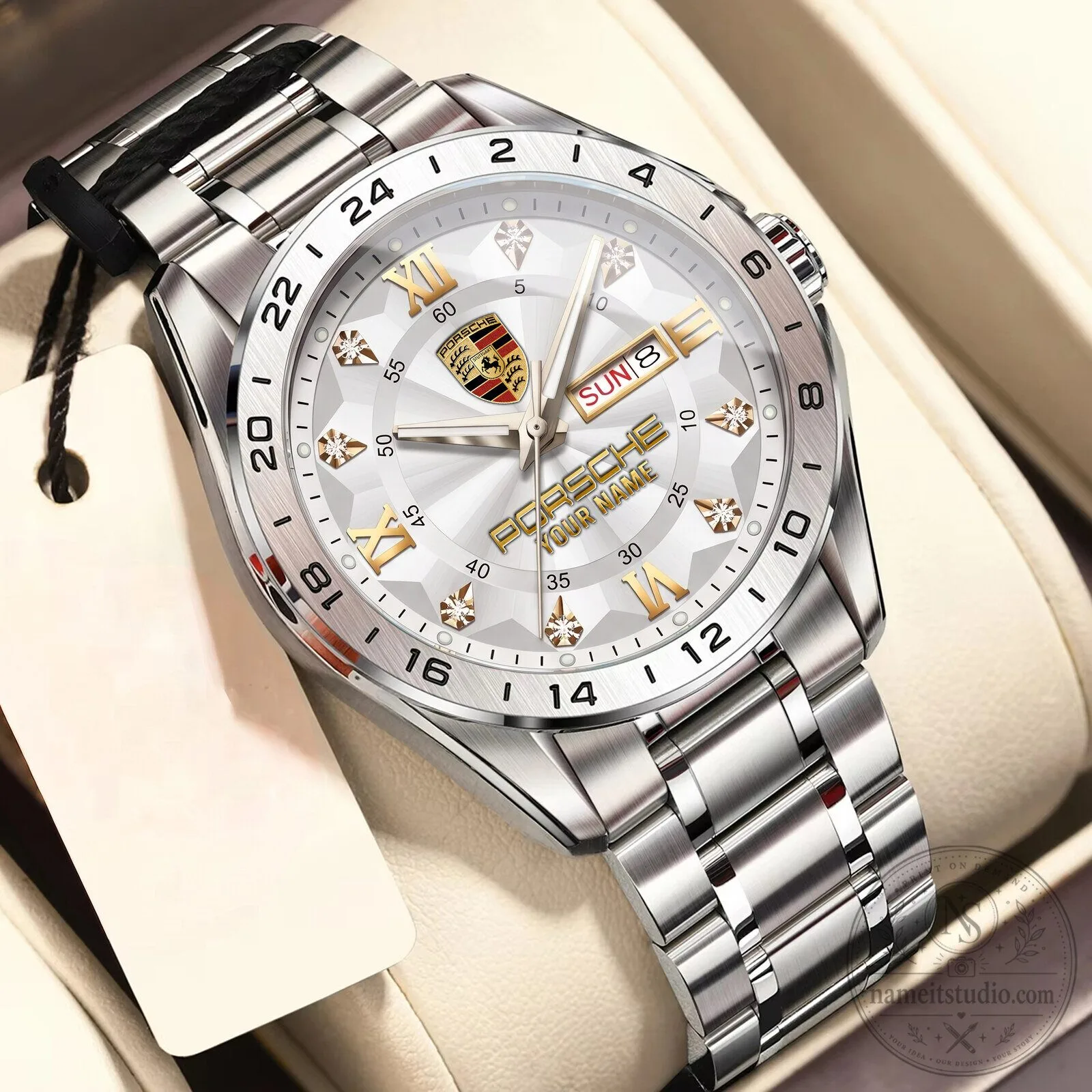Porsche Custom Name Blue Dial Stainless Steel Luxury Watch for Men 7 Porsche Custom Name Blue Dial Stainless Steel Luxury Watch for Men