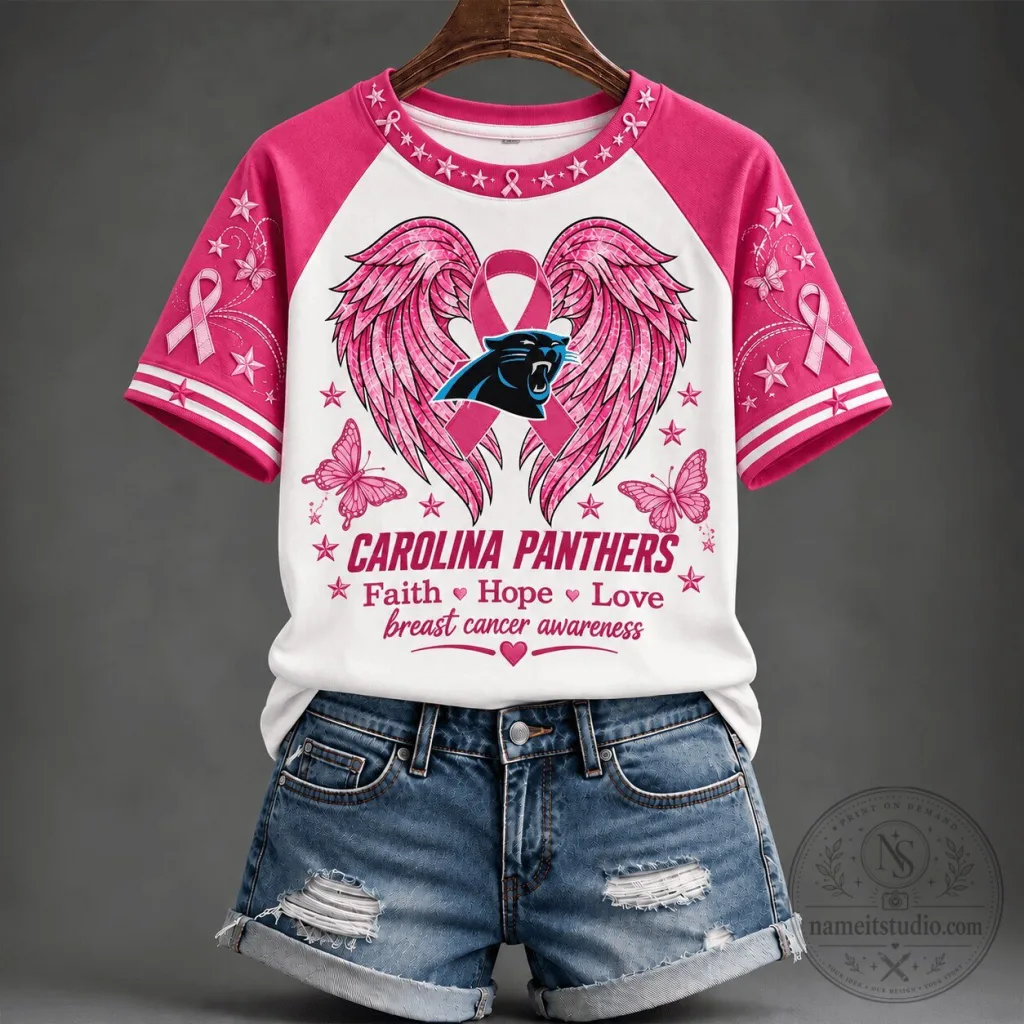 Carolina Panthers Faith Hope Love Breast Cancer Awareness T-Shirt Carolina Panthers Faith Hope Love Breast Cancer Awareness T-Shirt