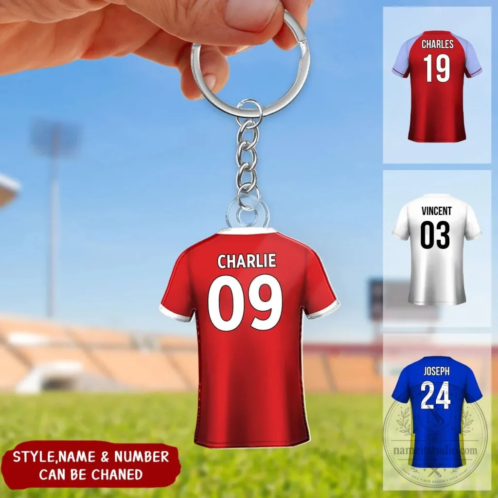 Personalized Soccer Jersey Name Number Keychain Custom Football Team Shirt Keyring Personalized Soccer Jersey Name Number Keychain Custom Football Team Shirt Keyring