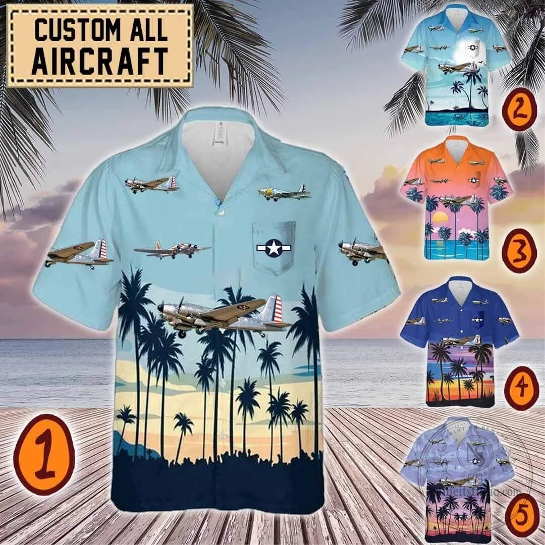B-23 Dragon Bomber Aircraft Palm Tree Hawaiian Shirt 1 B-23 Dragon Bomber Aircraft Palm Tree Hawaiian Shirt