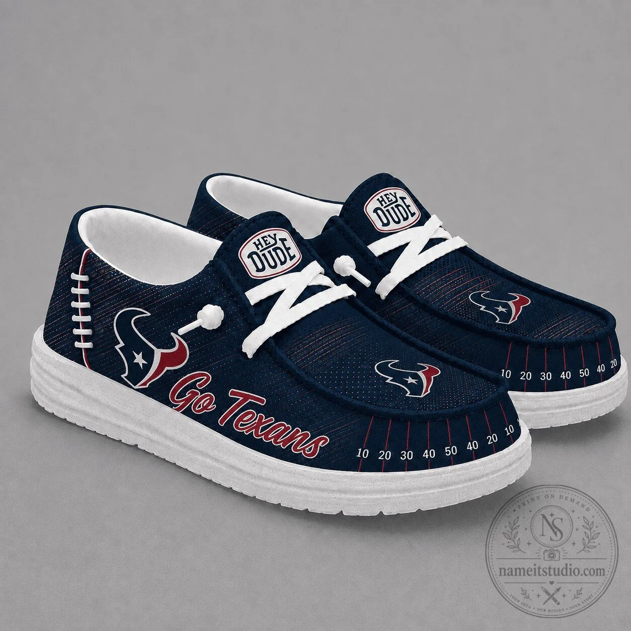 Houston Texans NFL Football Field Fan Loafer Shoes for Men and Women