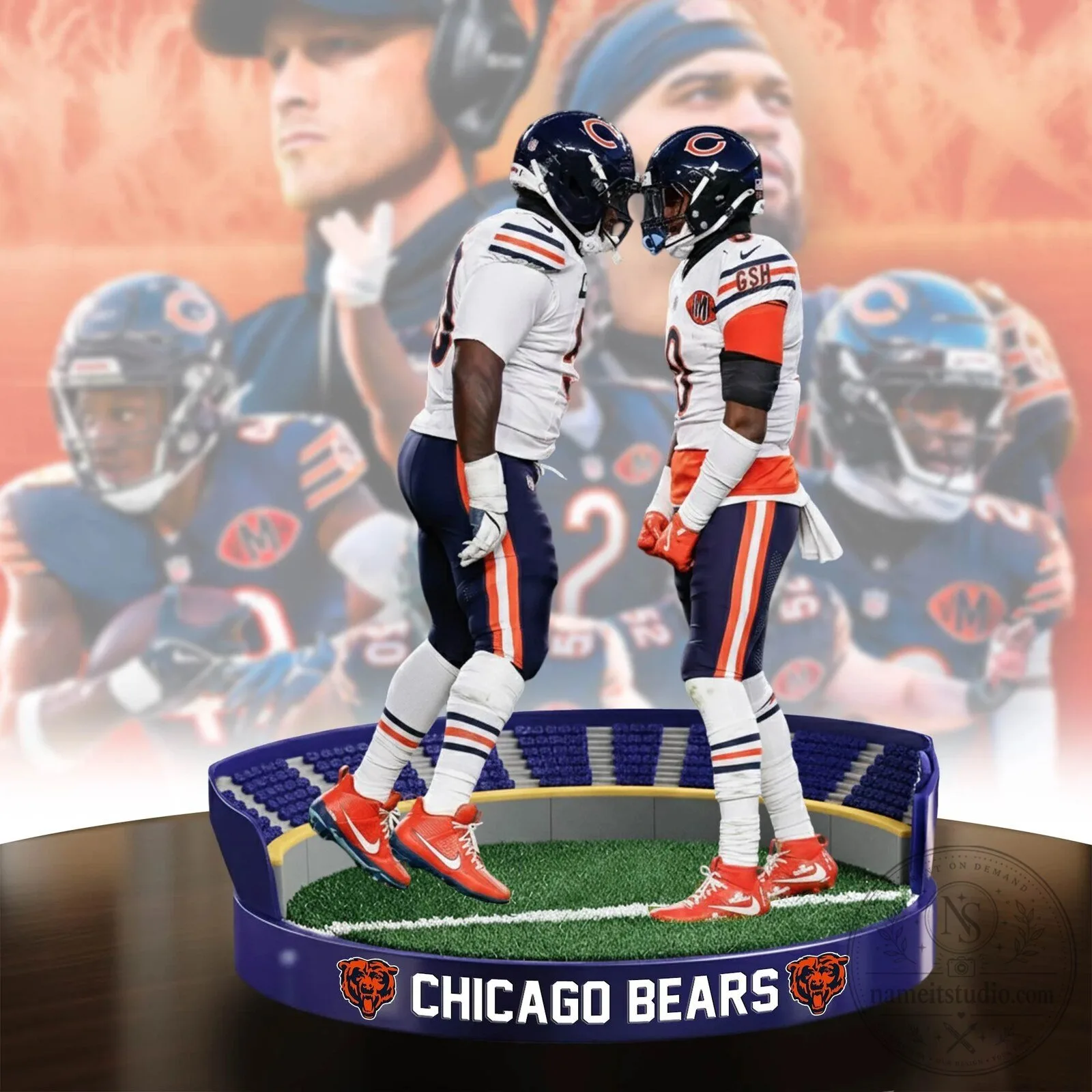 Chicago Bears Football Players Stadium Scene Christmas Tree Ornament 5 Chicago Bears Football Players Stadium Scene Christmas Tree Ornament