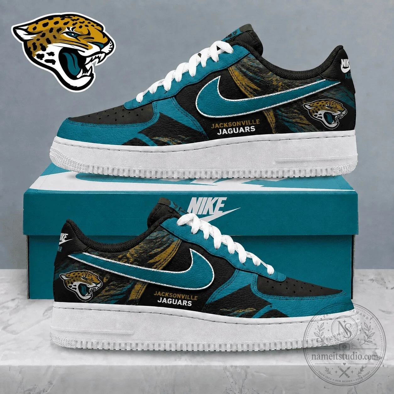 Jacksonville Jaguars NFL Team Logo Custom Air Force 1 Style Shoes